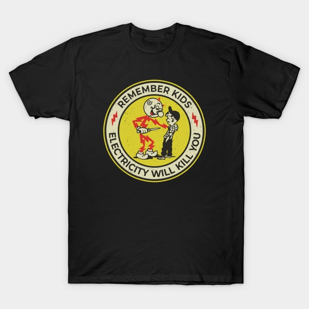 YELLOW Electricity Will Kill You Kids T-Shirt by mistergongs